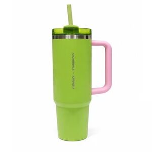 Stanley Green and Pink Tumbler with Straw